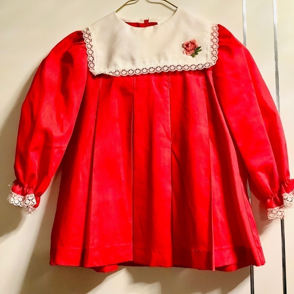 Vintage 1980s New 3X Pleated Red Dress